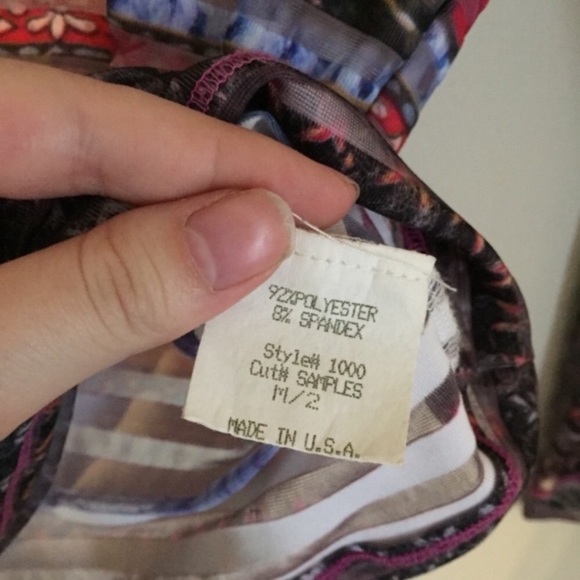 Vintage 1990s Striped Floral sheer quarter sleeve top size medium - Picture 5 of 7